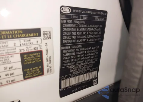 2019 Land Rover Range Rover Sport Hse from USA, damaged, VIN SALWR2RV6KA834743